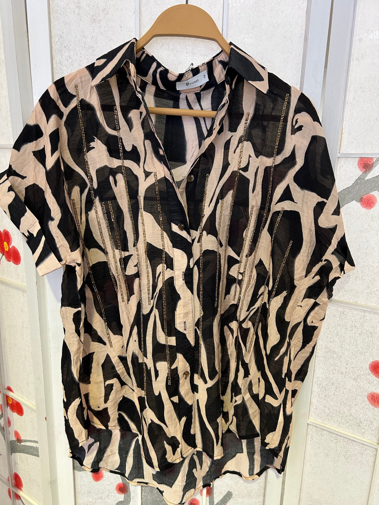 Camicia fantasia con strass