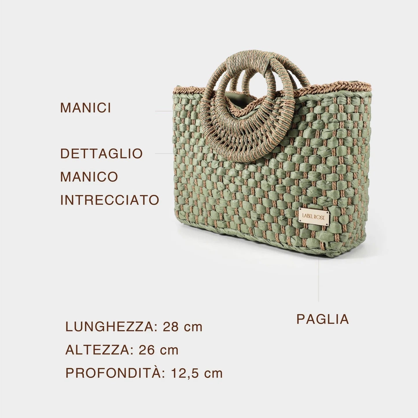 Borsa in paglia con manico intrecciato