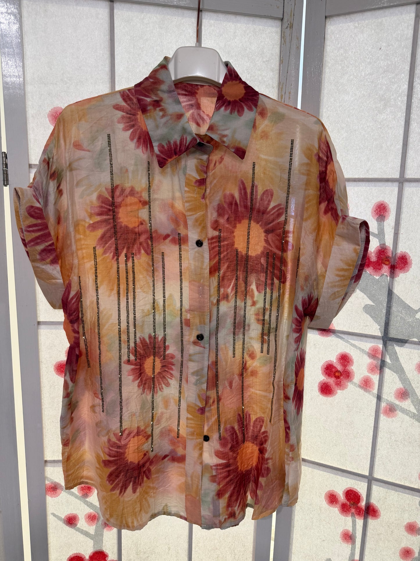 Camicia fantasia con strass