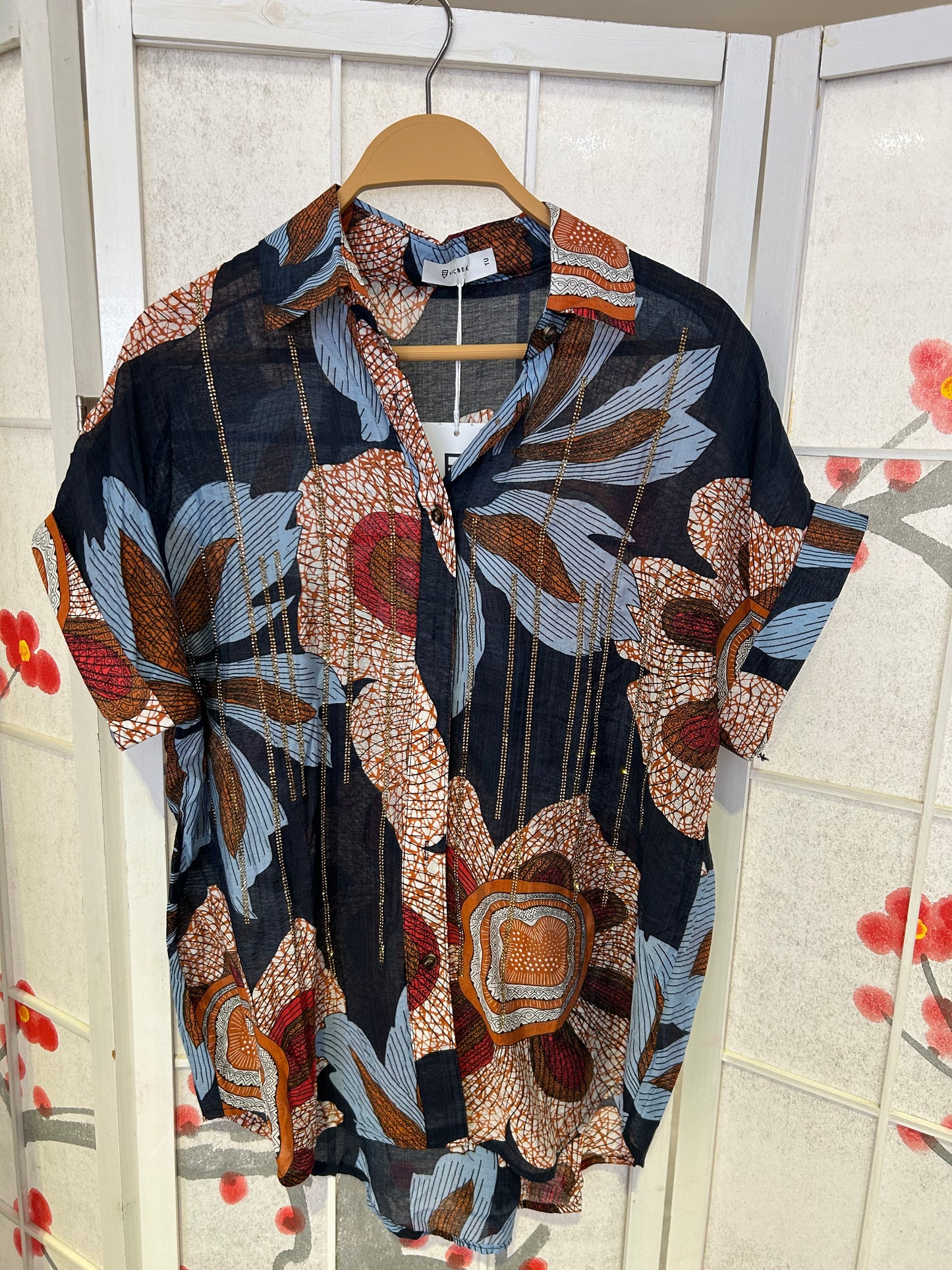 Camicia fantasia con strass