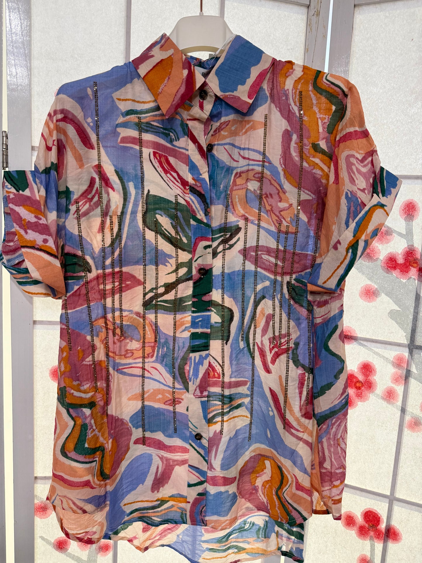 Camicia fantasia con strass