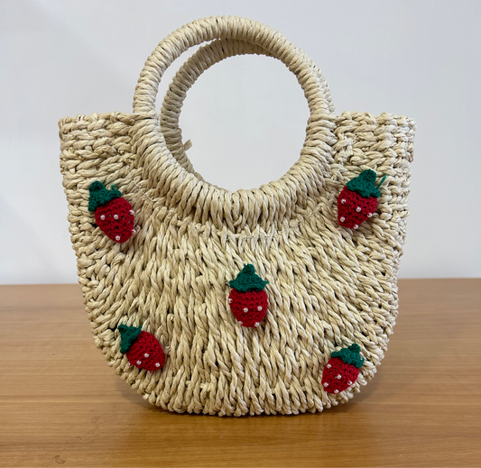 Borsa in paglia mini con fragole