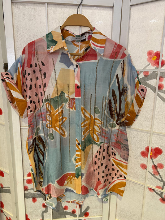 Camicia fantasia con strass
