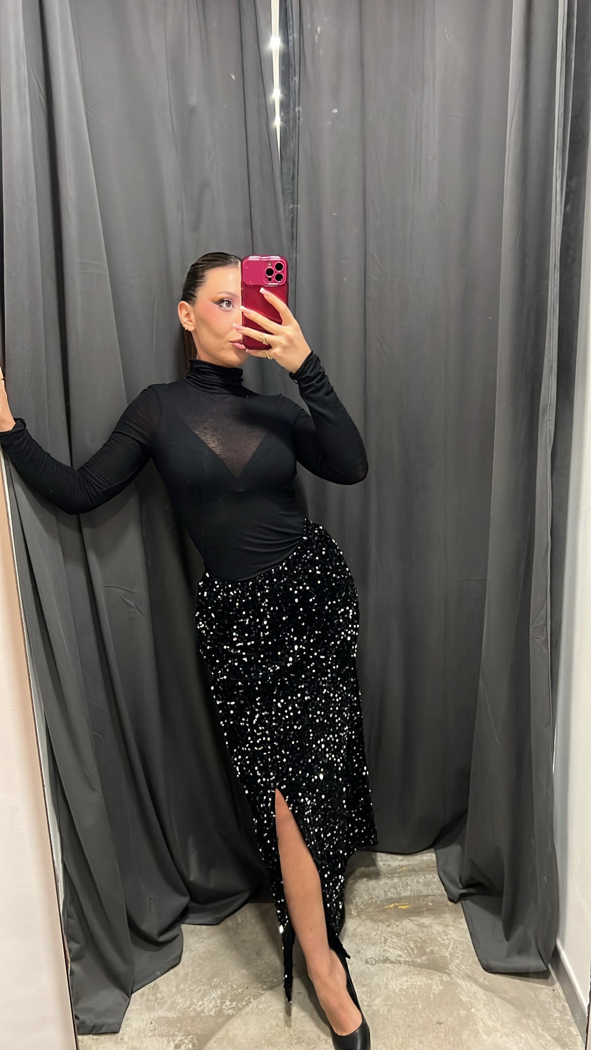 Gonna paillettes nera