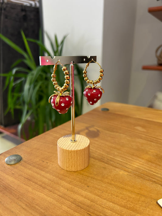 Orecchini fragole con strass