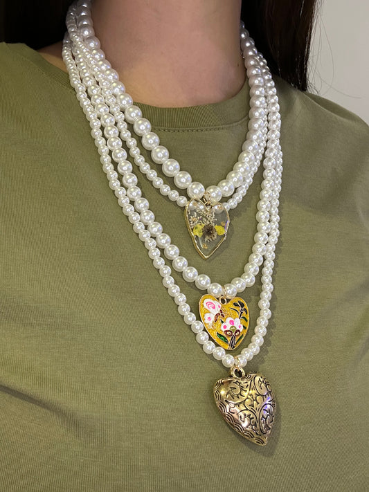 Collana perle e cuori