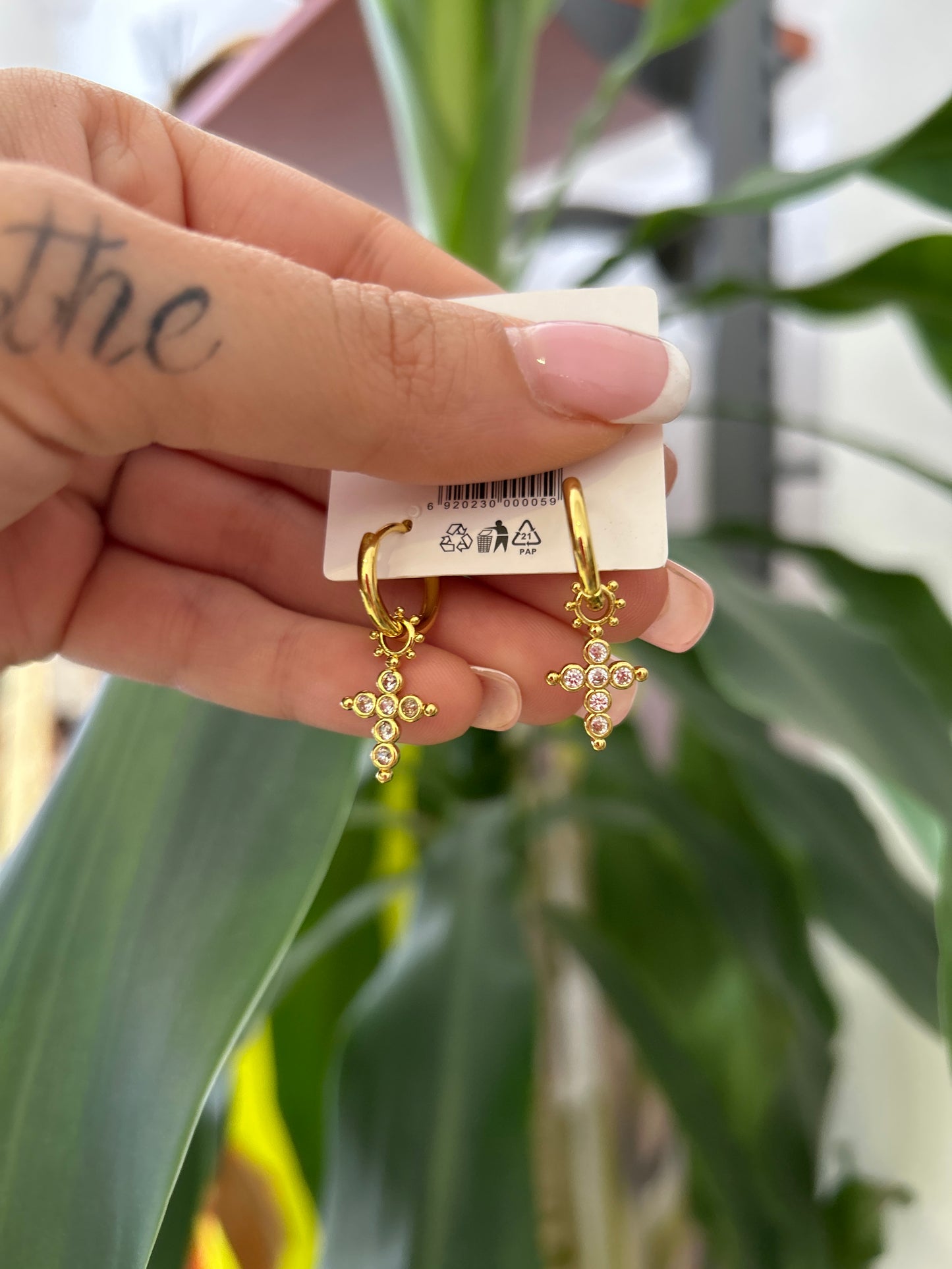 Orecchini croce strass